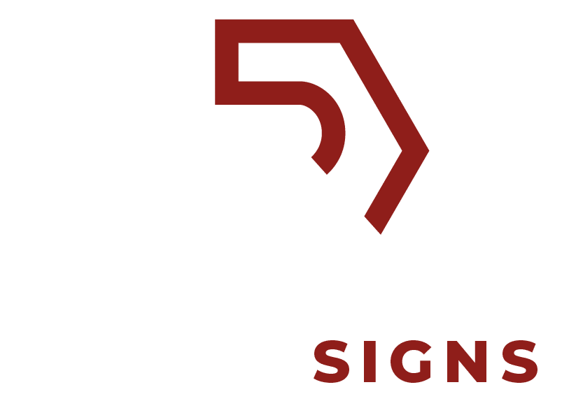 White and red Rogue Signs logo